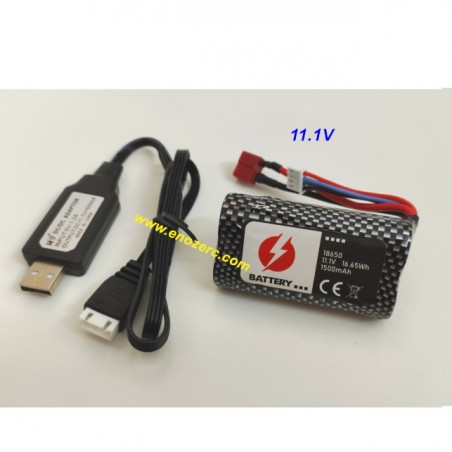 Parts 11.1V 1500mAh Battery+USB Charger For Enoze 9204E 204E RC Car