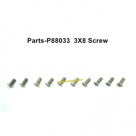 Parts P88033, 3X8 Flattened Head Machine Screw For Enoze RC Car 9200E 9201E 9202E 9203E 9204E 200E 202E 203E 204E